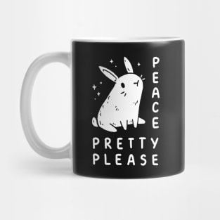 cute bunny rabbit saying peace pretty please Mug